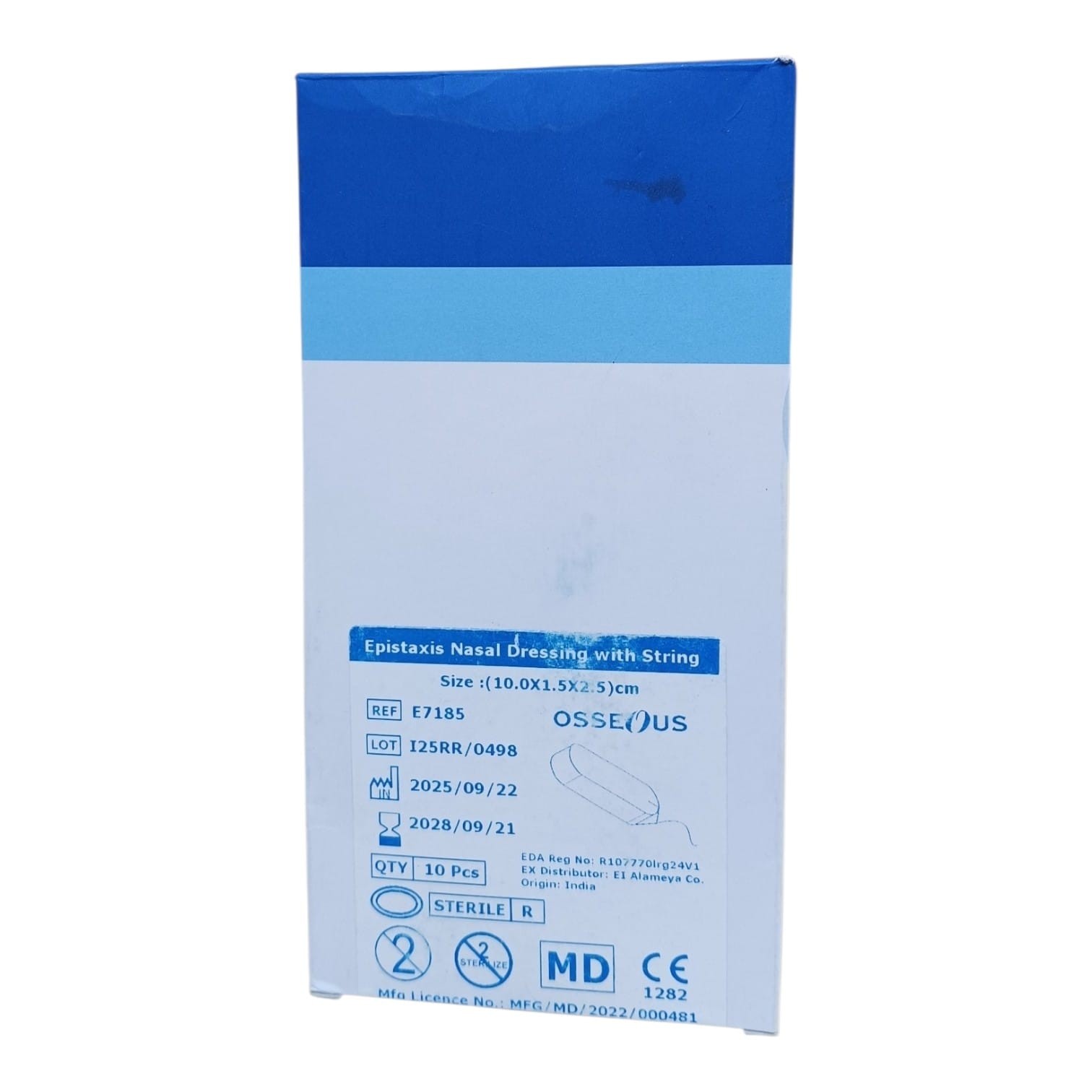 Osseous Epistaxis Nasal Dressing with String 10 cm PVA Merocil - ( Box - 10 Pieces )