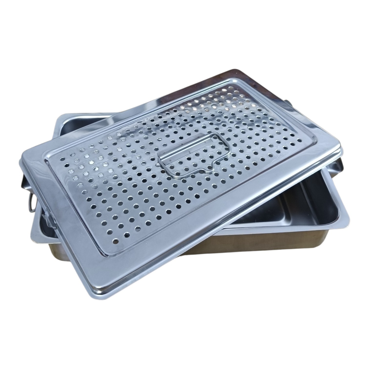 Stainless steel sterilization box with openings 18×30 CM